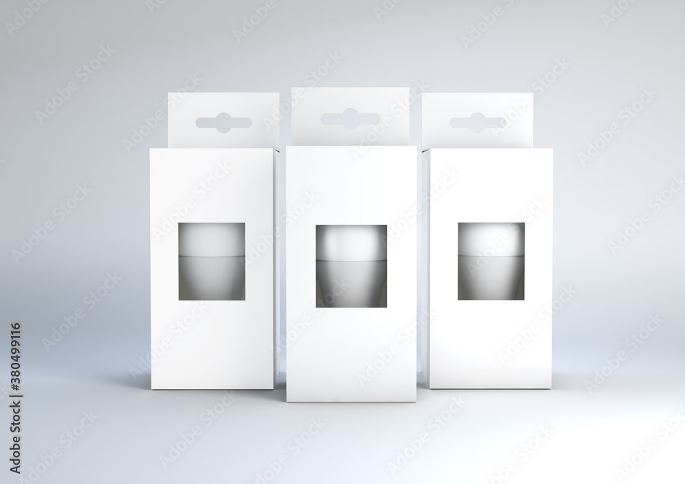 3D illustration of a LED Bulb packaging mockup. Blank 3D illustration of a LED Bulb packaging mockup. Blank