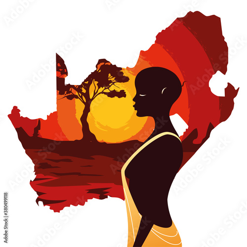 person afro with map of South Africa