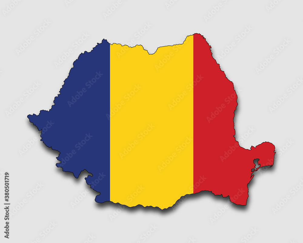 Map of Romania, Filled with the National Flag Map of Romania, Filled with the National Flag