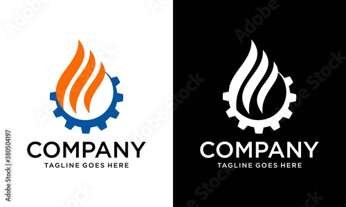 Creative Gear Fire Symbol for logo design illustration