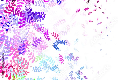 Light Multicolor vector doodle pattern with leaves.