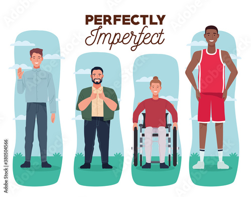 perfectly imperfect people group characters with white background
