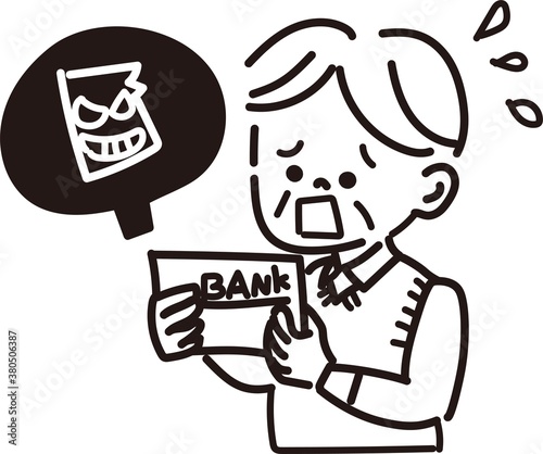 Wallpaper Mural 詐欺にあったお年寄りのイメージイラスト白黒 Torontodigital.ca