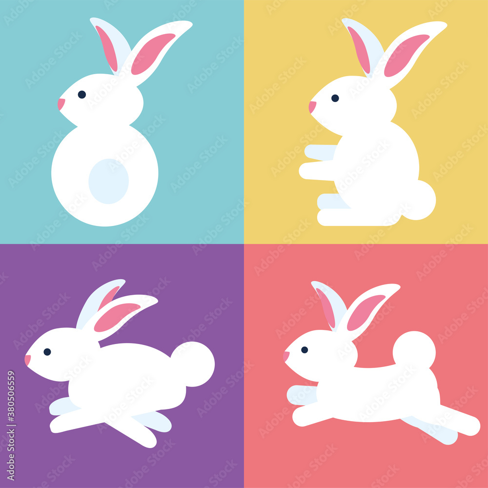 Fototapeta premium mid autumn celebration card with rabbits group