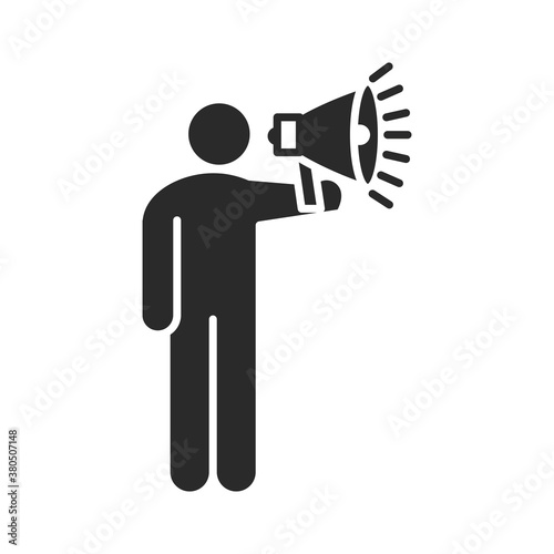 international human rights day, person using megaphone advertising silhouette icon style