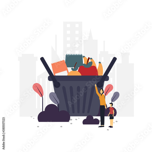 Shopping flat illustration.Vector design.Suitable for landing page, ui, website, mobile app, editorial, poster, flyer, article, and banner.