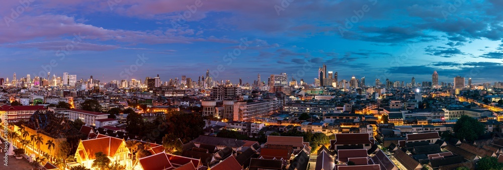 Panorama city at night, Bangkok Thailand