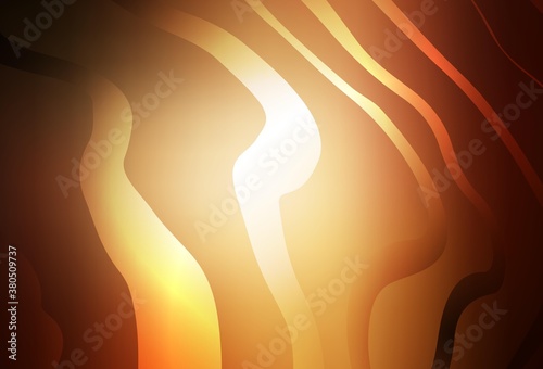Dark Orange vector pattern with curved lines.
