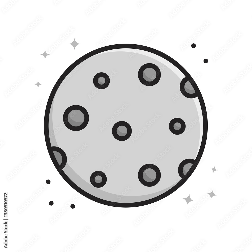 Moon Space Icon Cartoon Filled Line Style. Astronomy Solar System Logo Vector Illustration. Space Element Sticker Moon Space Icon Cartoon Filled Line Style. Astronomy Solar System Logo Vector Illustration. Space Element Sticker