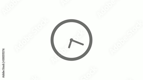 New gray color 12 hours circle clock icon on white background,clock icon without trick