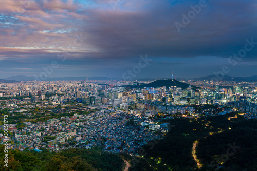 Seoul from sunset to night