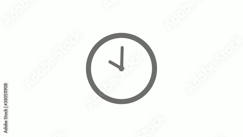 New gray color 12 hours circle clock icon on white background,clock icon without trick