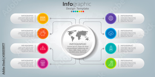 Infographic in business concept with 8 options, steps or processes.