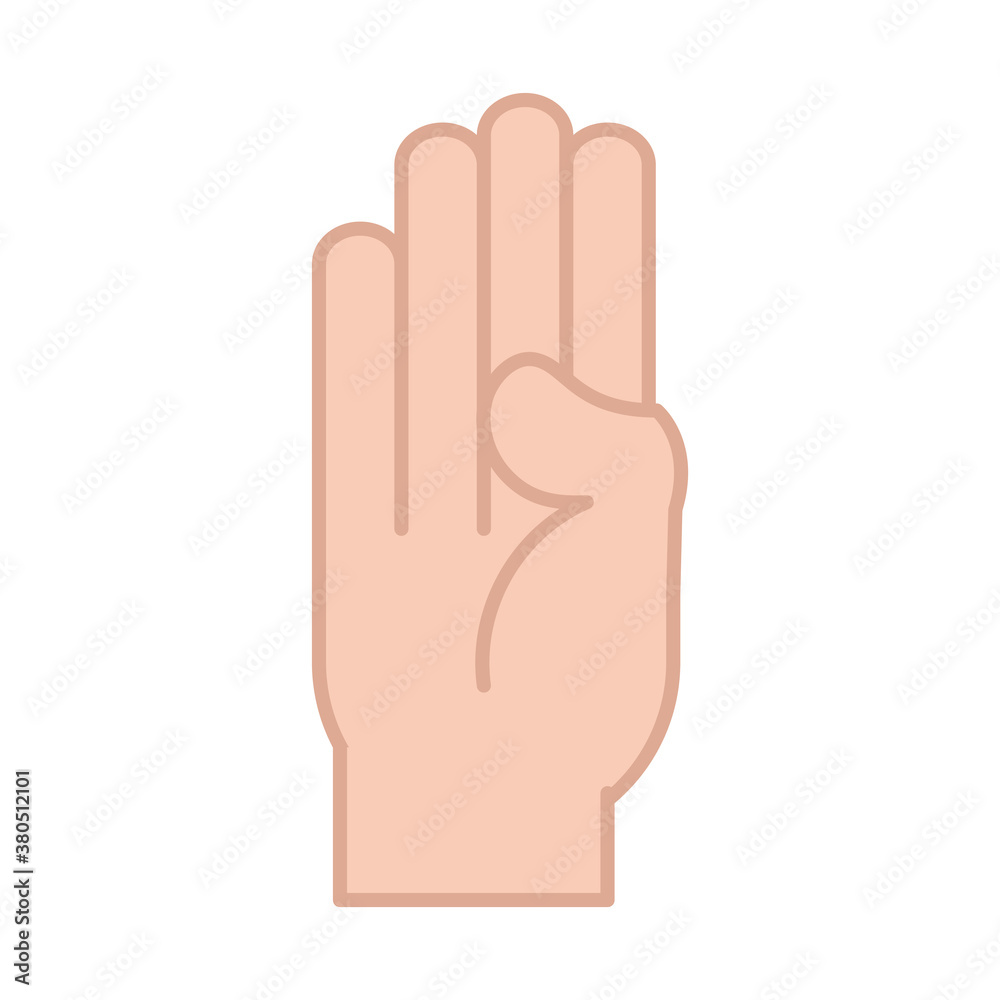 sign language hand gesture indicating b letter, line and fill icon sign language hand gesture indicating b letter, line and fill icon