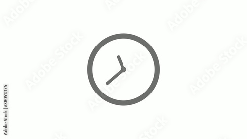 New gray color 12 hours circle clock icon on white background clock icon without trick