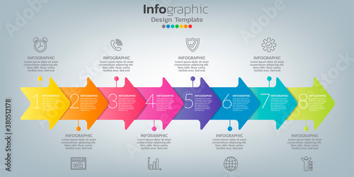 Infographic in business concept with 8 options, steps or processes.