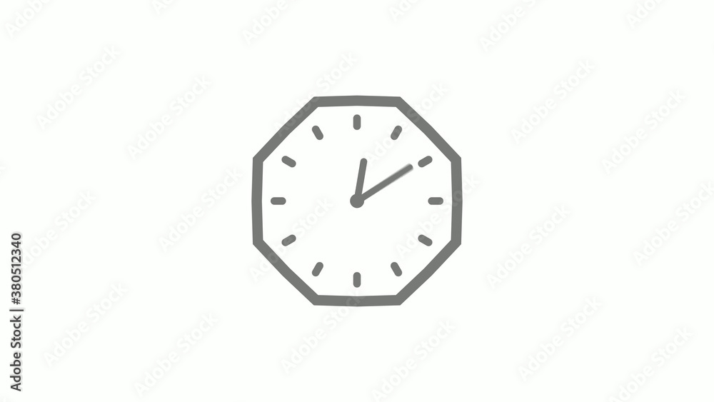 Counting down gray color clock icon on white background