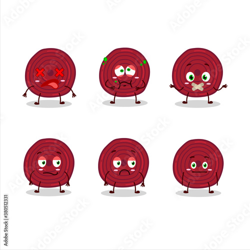 Slice of beet root cartoon character with nope expression