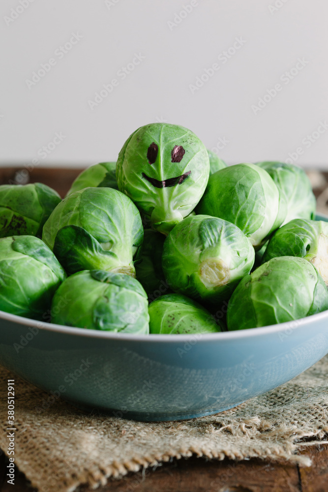 Smiley face on a Brussels sprout. Smiley face on a Brussels sprout.