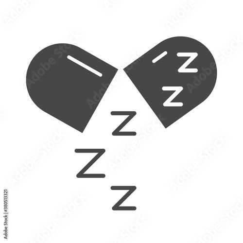 insomnia, sleeping capsule medication and zzz symbol silhouette icon style