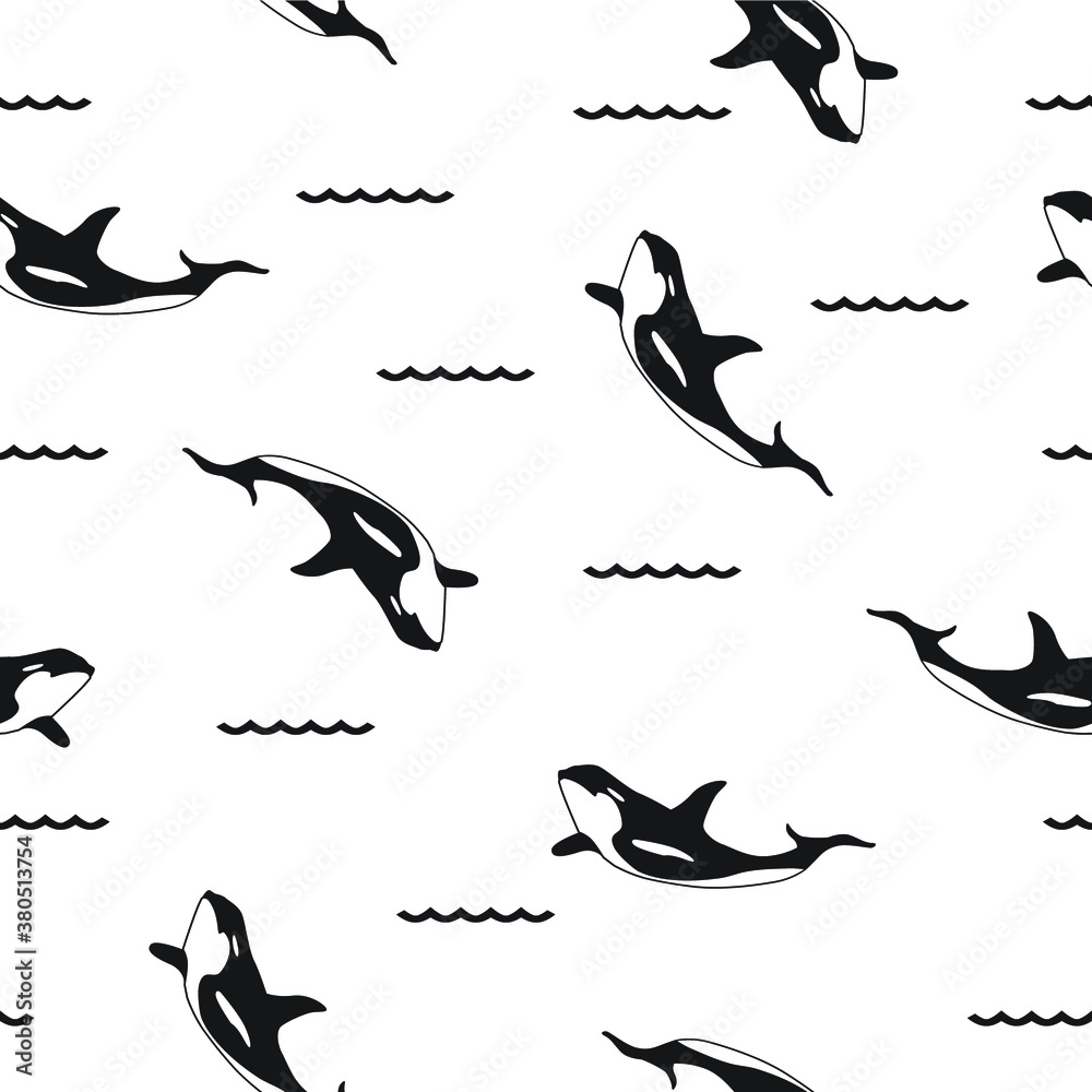 beautiful seamless orca whale with black and white background beautiful seamless orca whale with black and white background