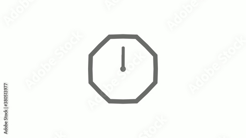 Counting down gray color 12 hours clock icon on white background,clock icon