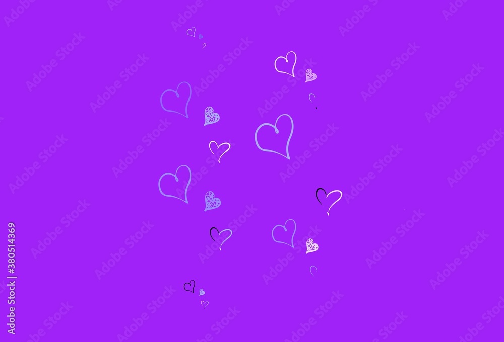 Light Pink, Blue vector texture with lovely hearts.