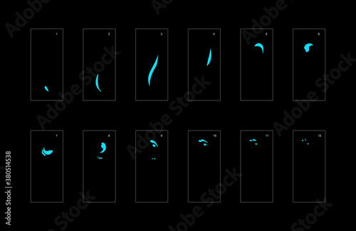 Smoke effect. blue smoke animation sprite sheet. classic smoke effect animation for game or cartoon or animation. vector style animation effect 1848.