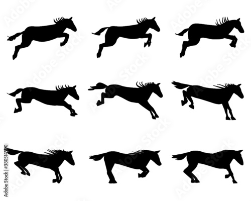 ジャンプする馬の動きのベクターイラスト