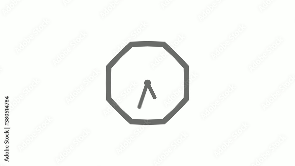 Counting down gray color 12 hours clock icon on white background,clock icon