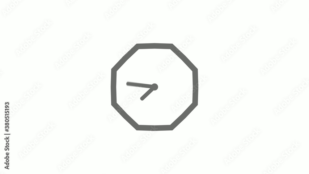 Counting down gray color 12 hours clock icon on white background,clock icon