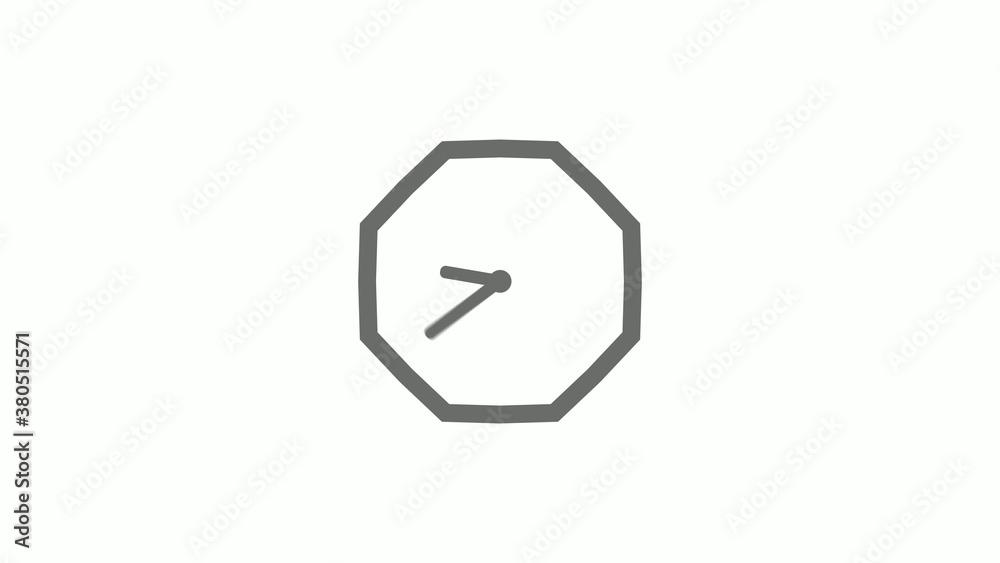 Counting down gray color 12 hours clock icon on white background,clock icon