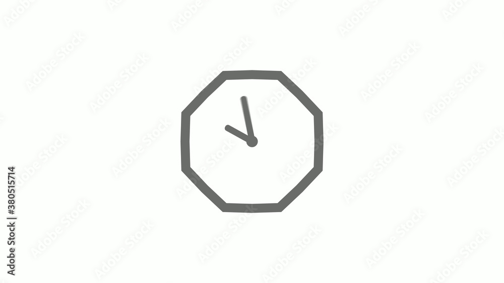 Counting down gray color 12 hours clock icon on white background,clock icon