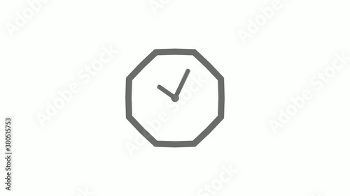 Counting down gray color 12 hours clock icon on white background,clock icon