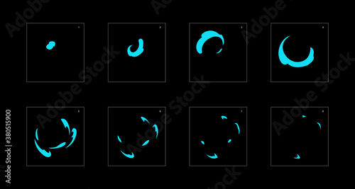 Smoke effect. blue smoke animation sprite sheet. classic smoke effect animation for game or cartoon or animation. vector style animation effect 1866.