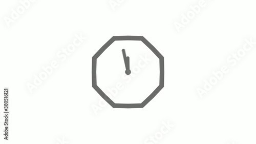 Counting down gray color 12 hours clock icon on white background,clock icon