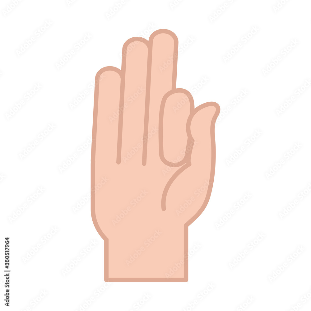 sign language hand gesture indicating f letter, line and fill icon