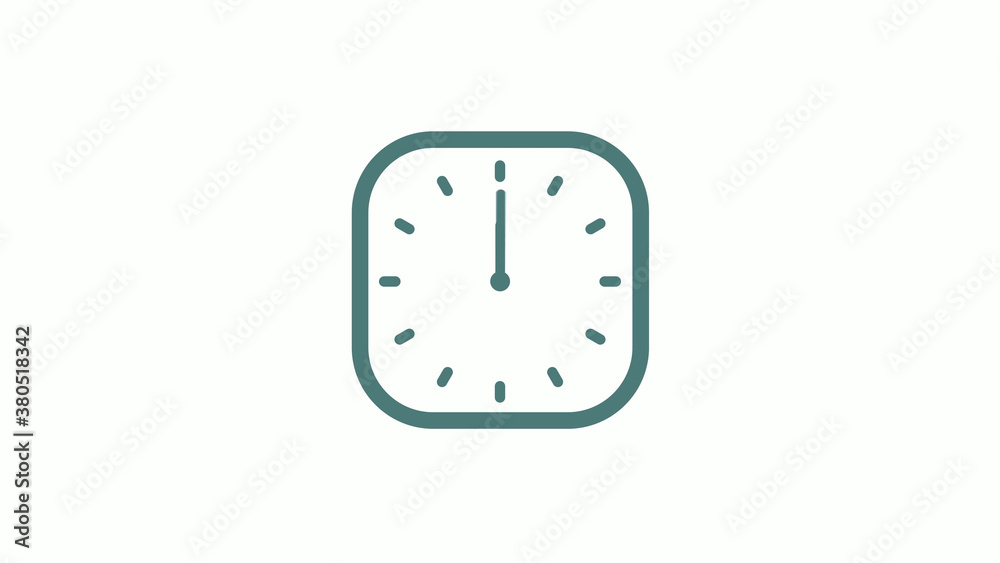 New cyan gray color 12 hours counting down clock icon on white background New cyan gray color 12 hours counting down clock icon on white background