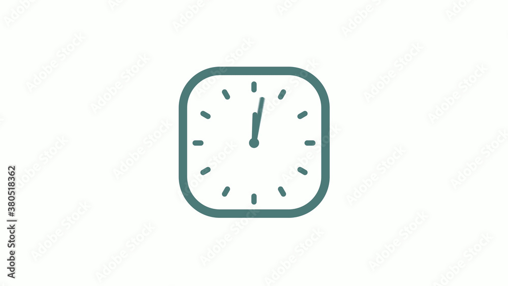 New cyan gray color 12 hours counting down clock icon on white background New cyan gray color 12 hours counting down clock icon on white background