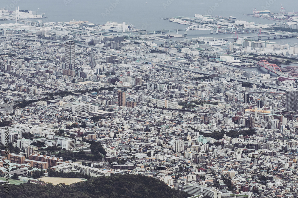 六甲山から見た神戸の街並み写真 展望