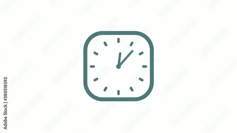New cyan gray color 12 hours counting down clock icon on white background New cyan gray color 12 hours counting down clock icon on white background