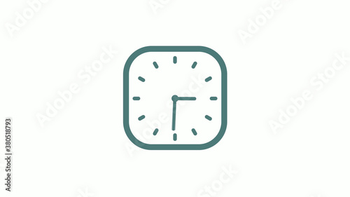 New cyan gray color 12 hours counting down clock icon on white background