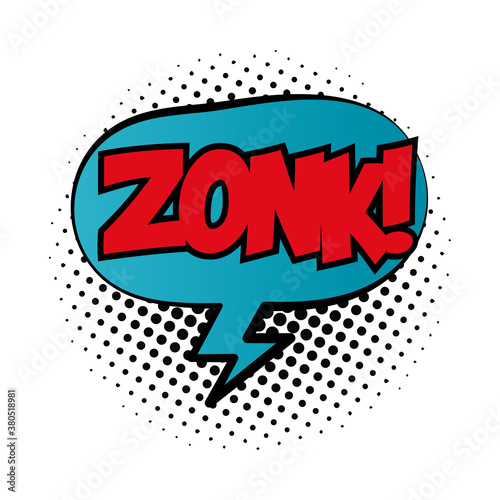 speech bubble with zonk word pop art fill style photo