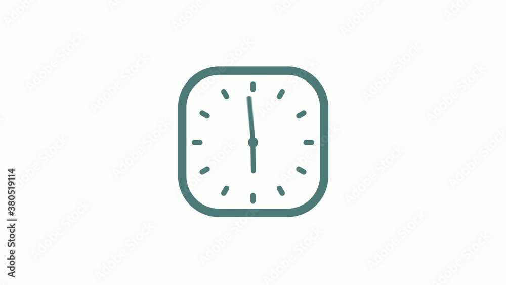 Beautiful square cyan gray counting down 12 hours clock icon on white background Beautiful square cyan gray counting down 12 hours clock icon on white background
