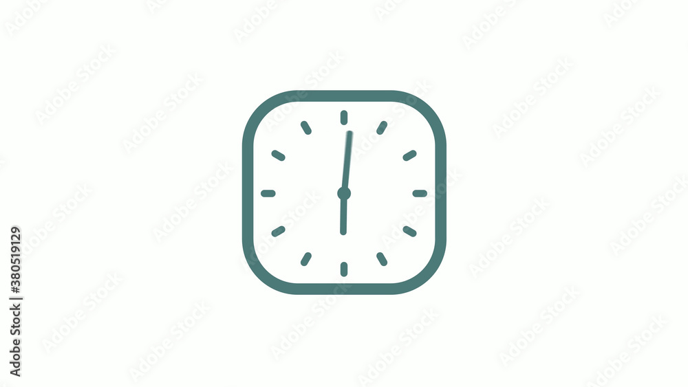 Beautiful square cyan gray counting down 12 hours clock icon on white background Beautiful square cyan gray counting down 12 hours clock icon on white background