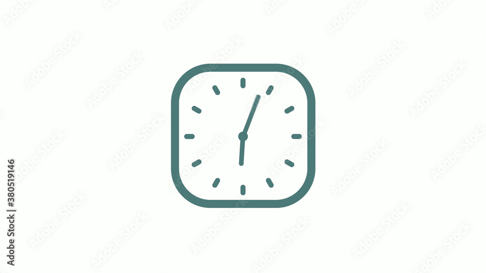Beautiful square cyan gray counting down 12 hours clock icon on white background Beautiful square cyan gray counting down 12 hours clock icon on white background