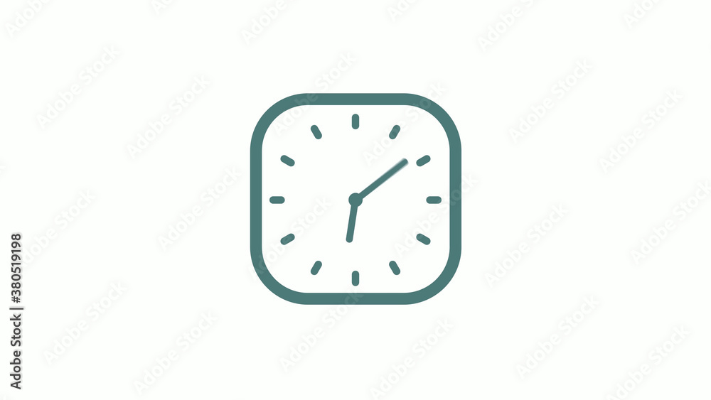 Beautiful square cyan gray counting down 12 hours clock icon on white background Beautiful square cyan gray counting down 12 hours clock icon on white background