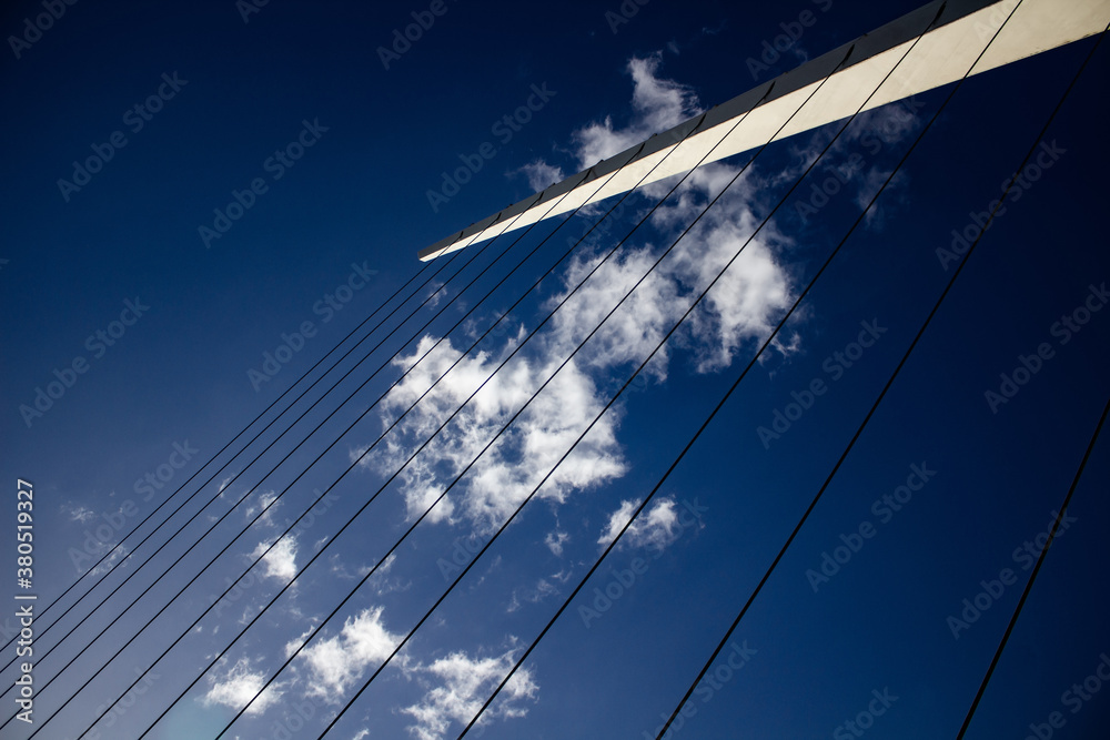 Fototapeta premium Woman Bridge in Buenos Aires, with sky and structure