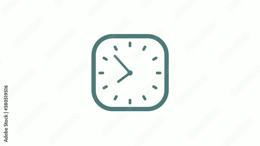 Beautiful square cyan gray counting down 12 hours clock icon on white background Beautiful square cyan gray counting down 12 hours clock icon on white background