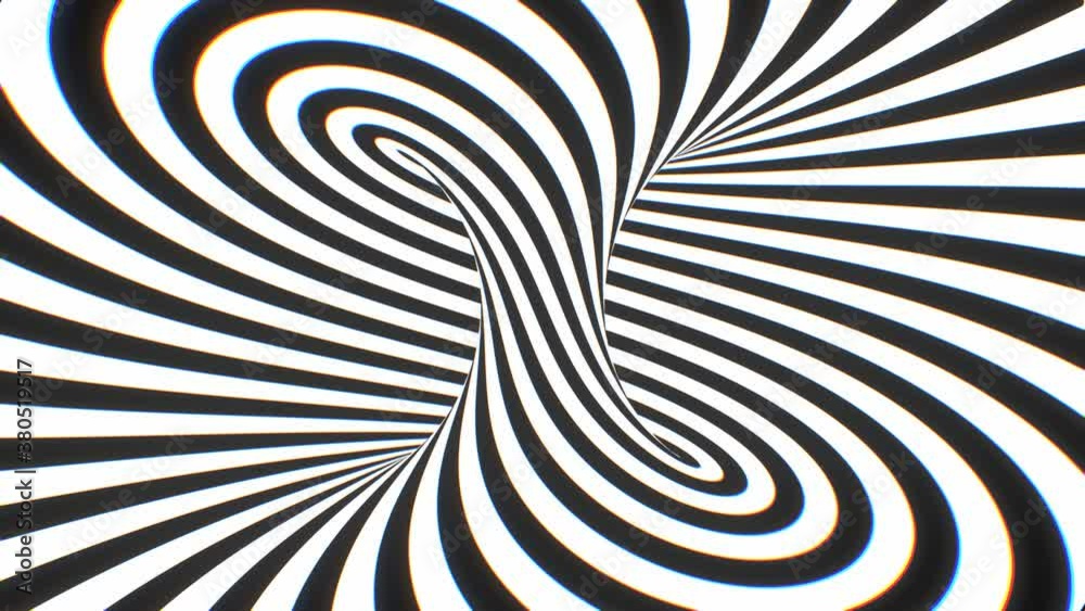 Twisted Black White Hypnotic Optical Illusion Psychedelic Stripes - 4K Seamless Loop Motion Background Animation